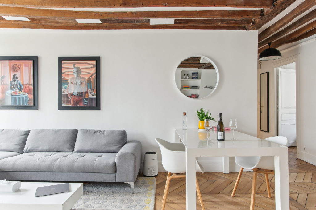 The sofa and the dining table
